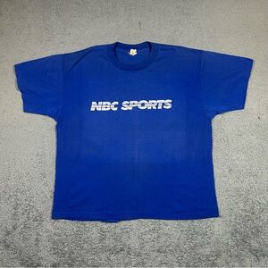Vintage 80’s NBC Sports T-Shirt Blue Men’s XL USA MADE Single Stitch #1670